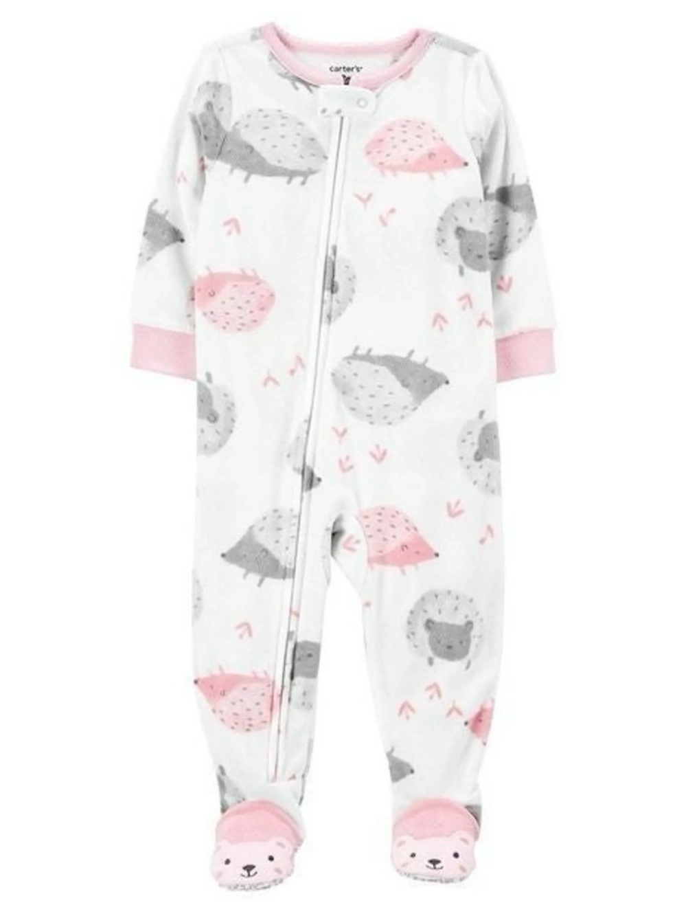 Carter's Pink & Gray Hedgehog Footed one peice Pajamas